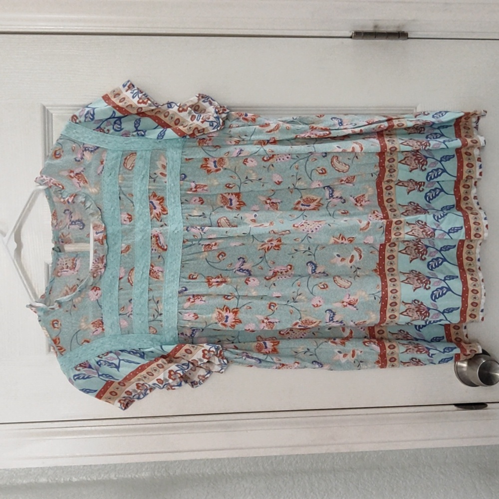 Pale Blue Paisley and Floral Top
